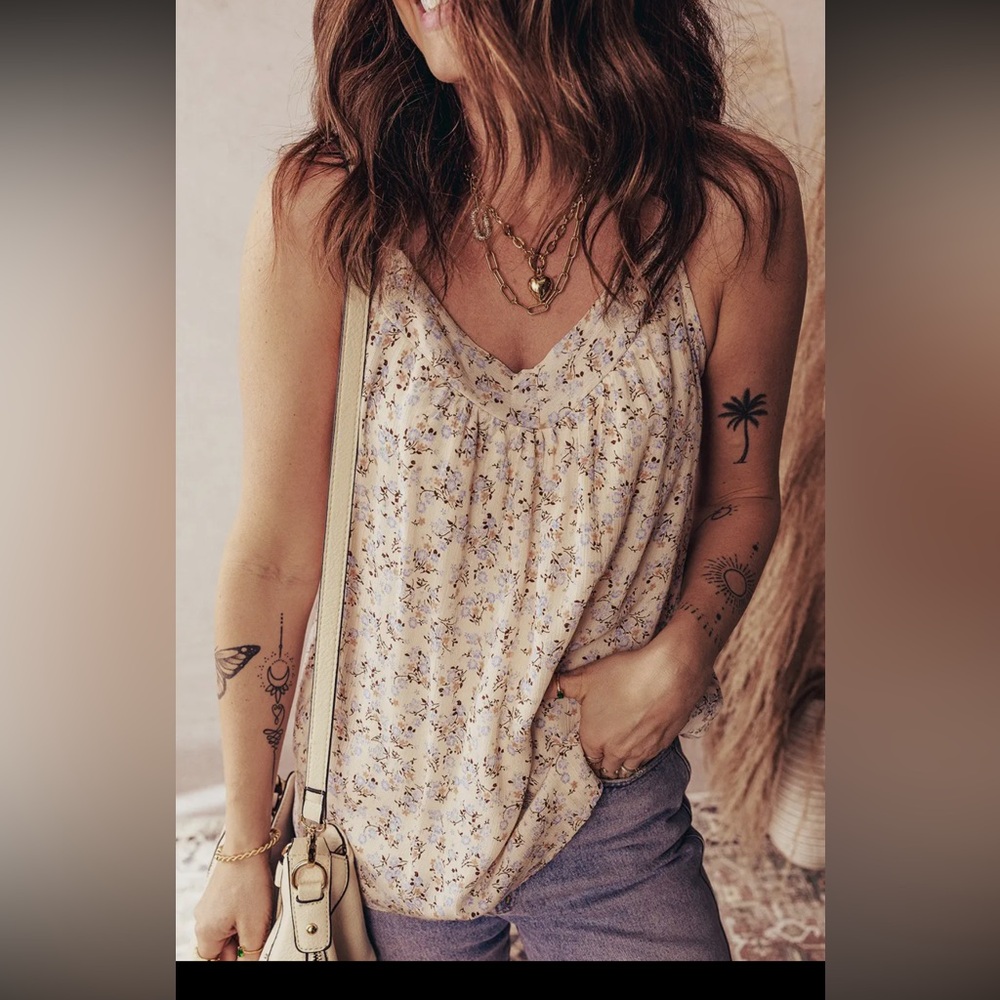 Floral Sleeveless Top - Cream